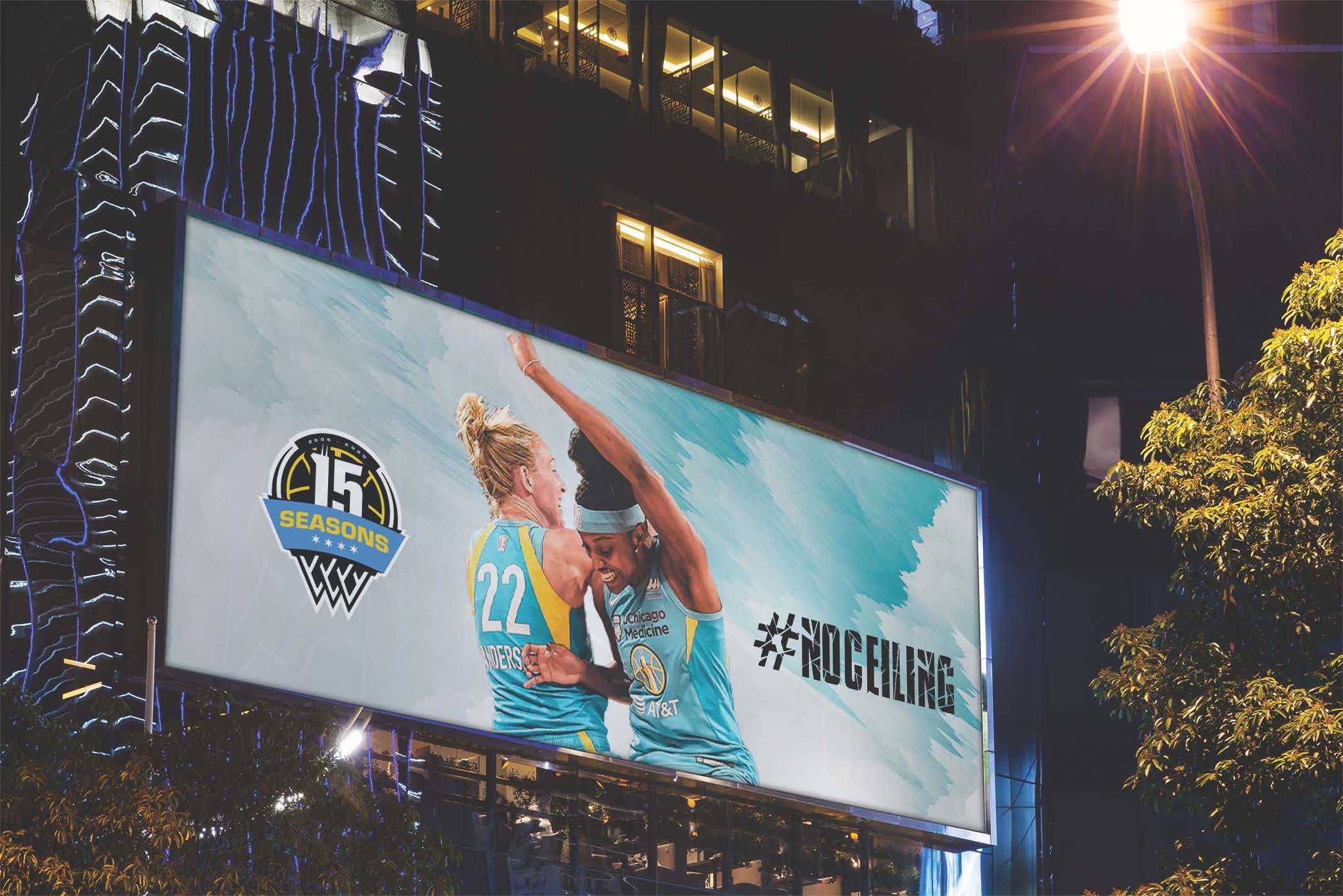 Billboard of the Chicago Sky campaign using the new logo.