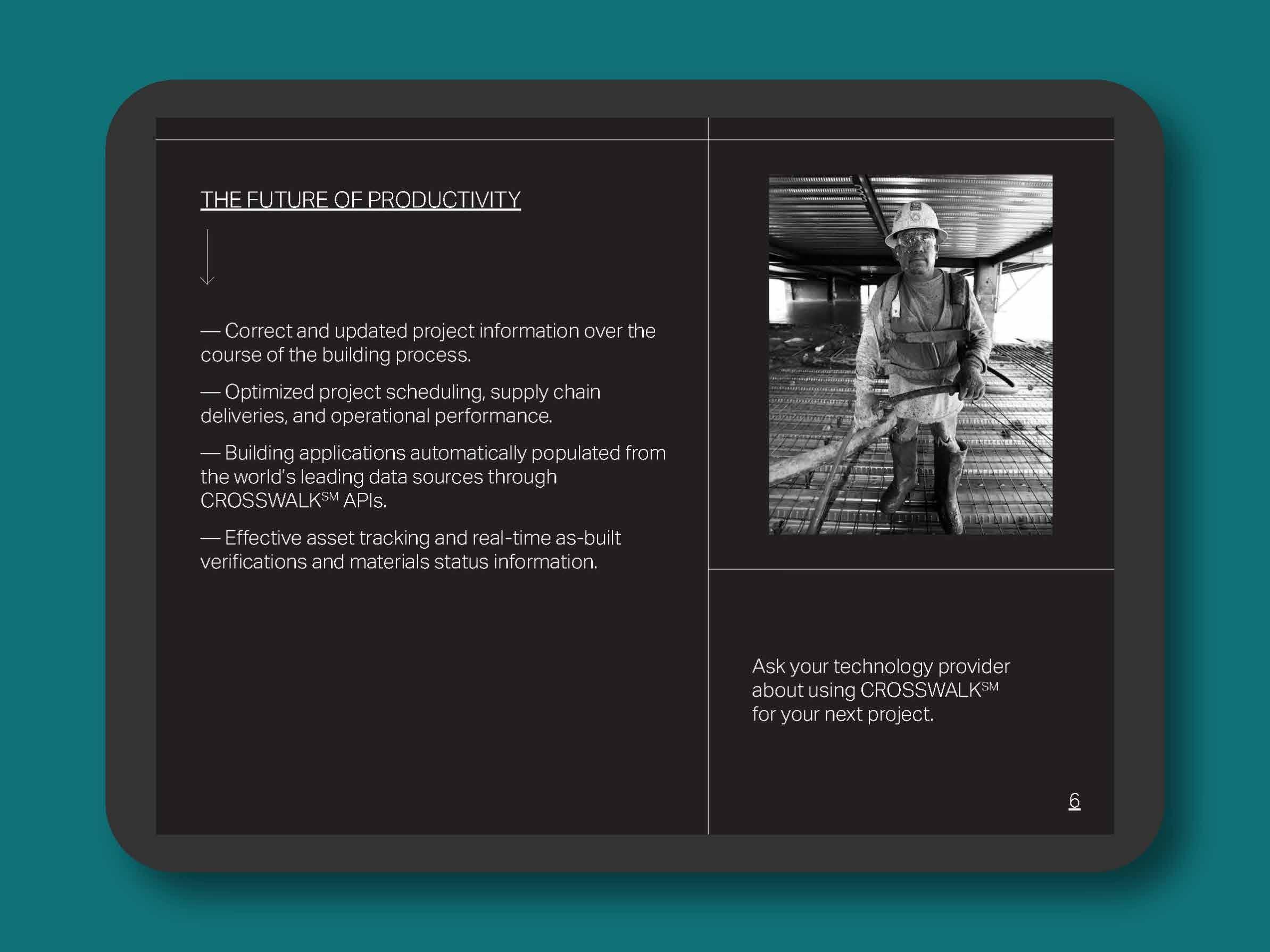 The Bauhaus Crosswalk brochure on a tablet.