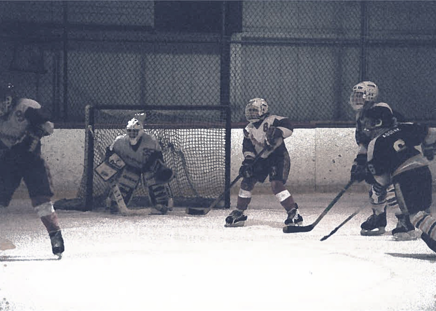 George Vavaroutsos playing hockey.