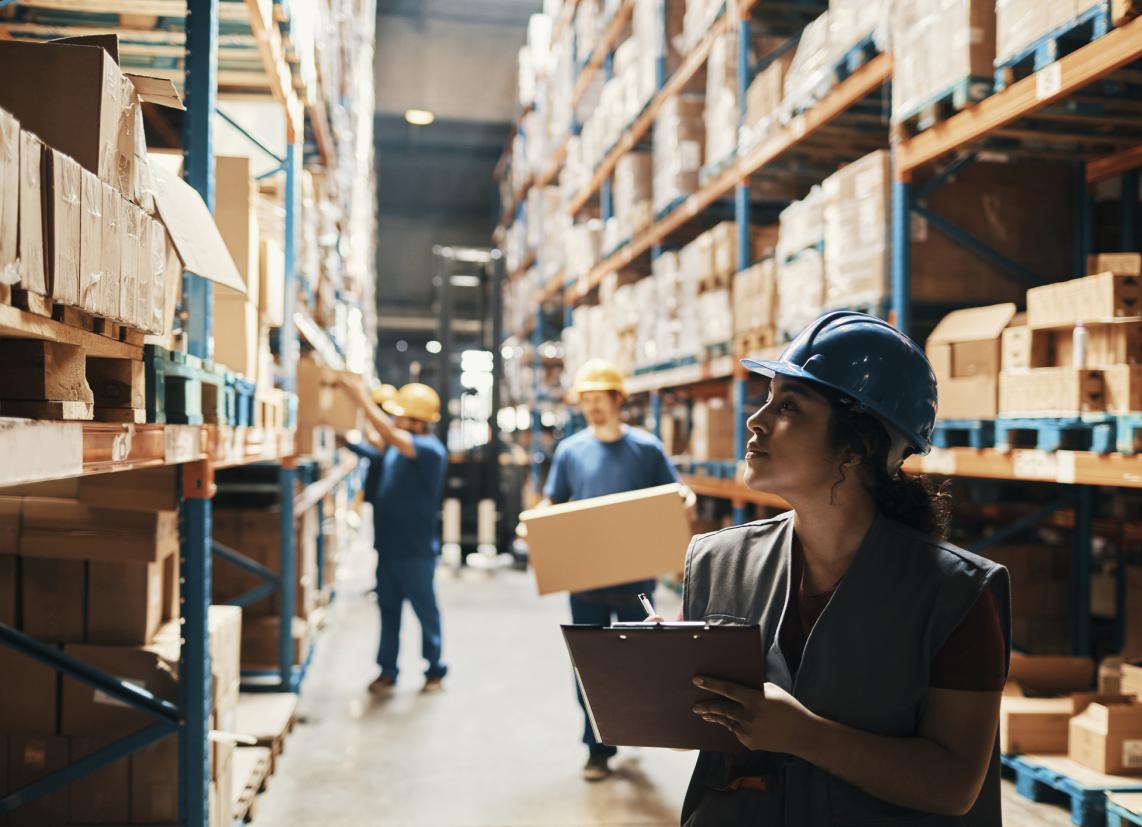 Woman looking at inventory.