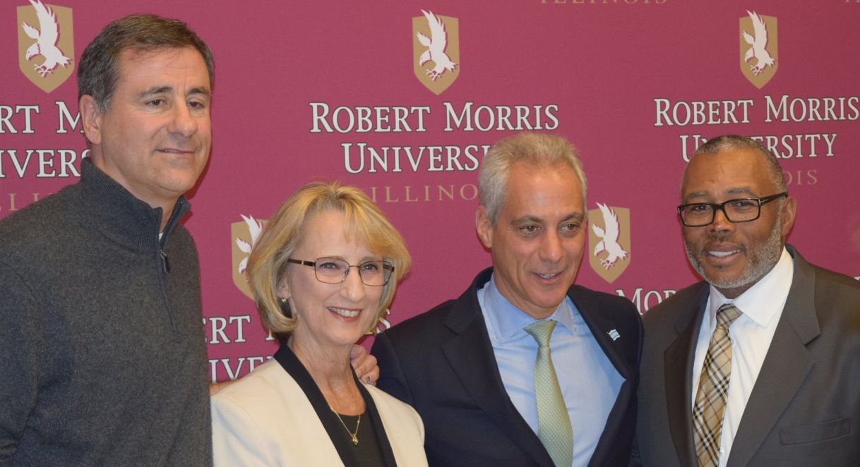 Robert Morris University leaders with Chicago Major Rahm Emanuel.